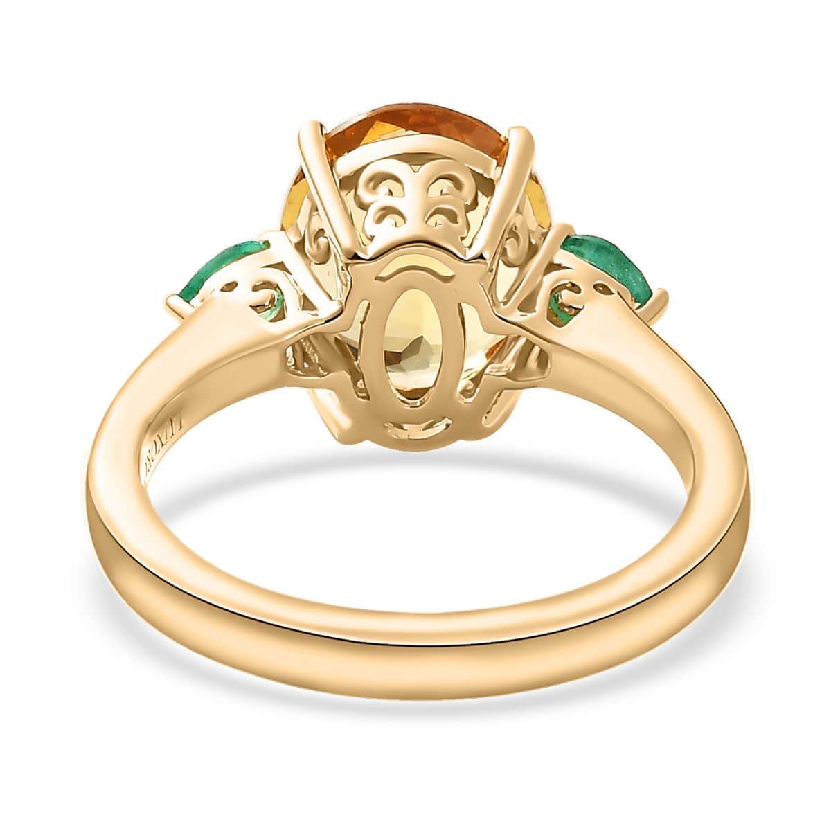 Luxoro 10K Yellow Gold Premium Brazilian Heliodor and Premium Boyaca Colombian Emerald Ring (Size 10.0) 3.15 ctw image number 4