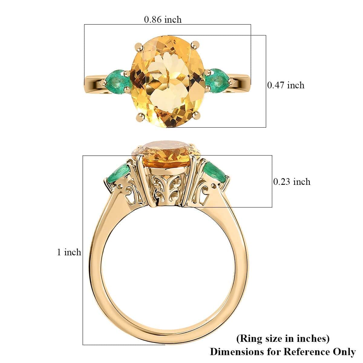 Luxoro 10K Yellow Gold Premium Brazilian Heliodor and Premium Boyaca Colombian Emerald Ring (Size 10.0) 3.15 ctw image number 5
