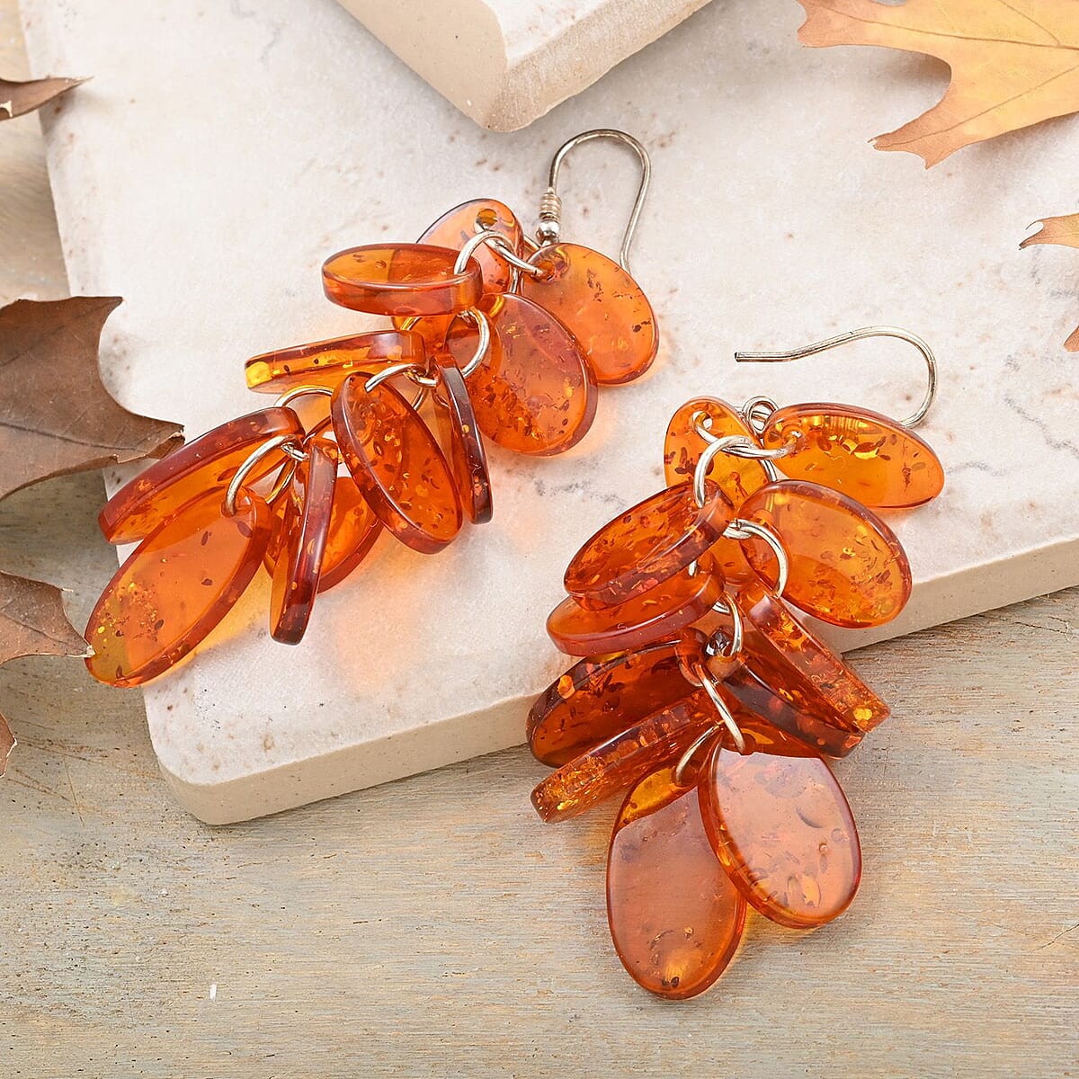 Baltic Amber Earrings in Sterling Silver image number 1