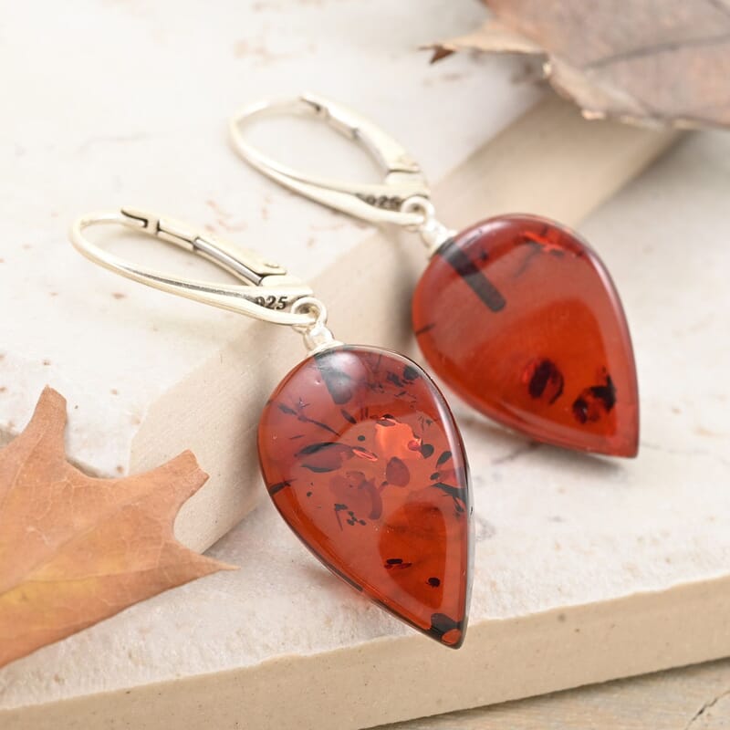 Baltic Amber Earrings in Sterling Silver