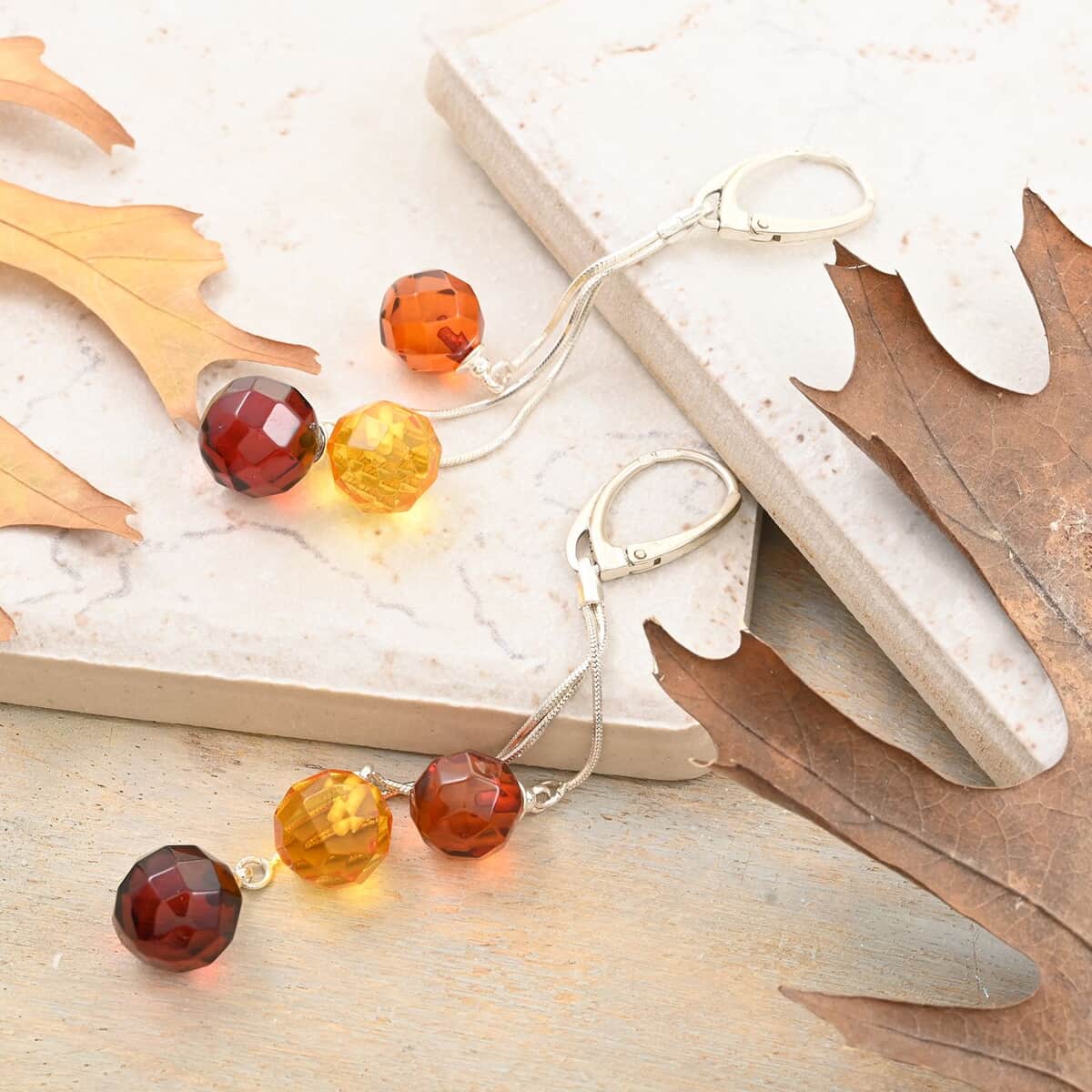 Baltic Amber Earrings in Sterling Silver image number 1