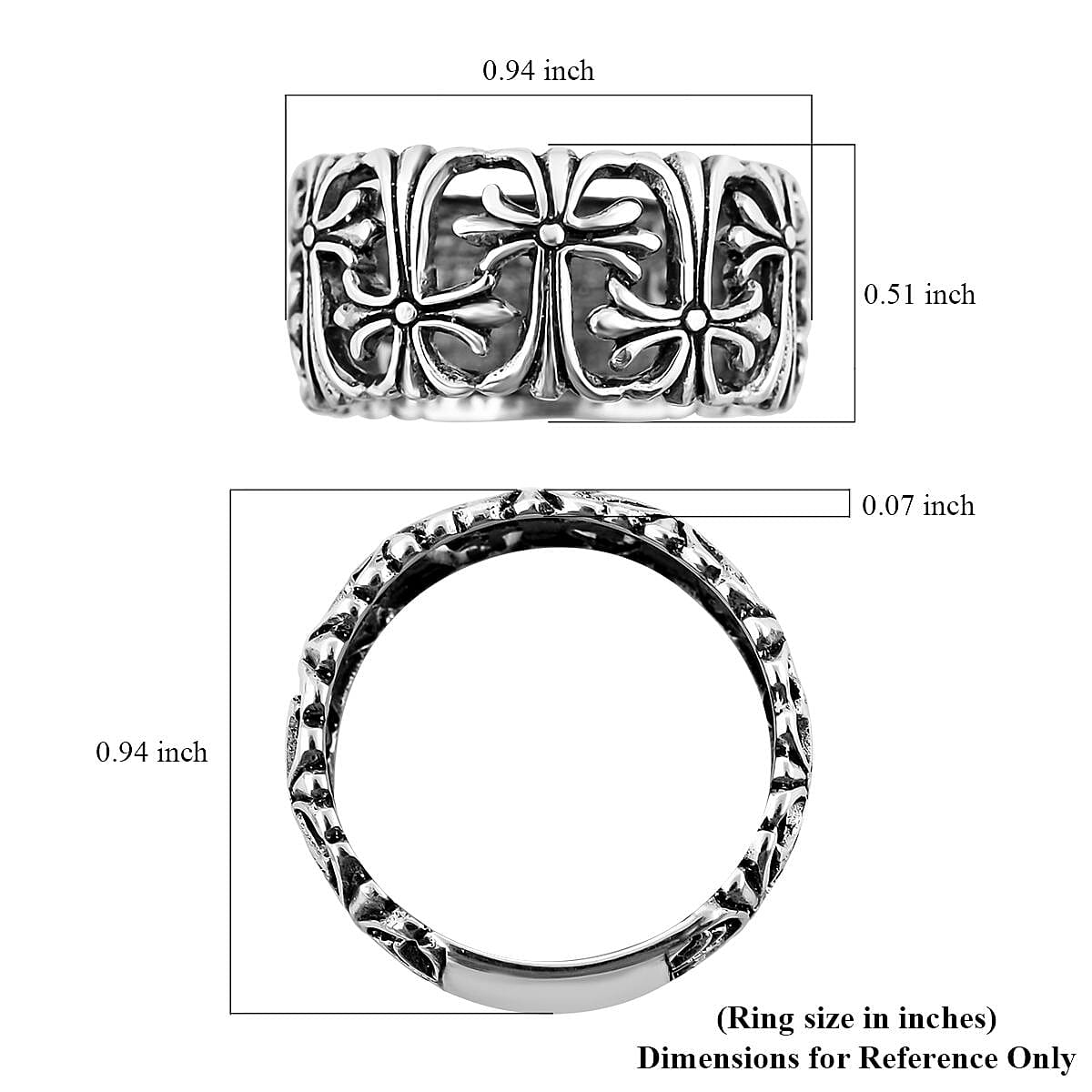 Bali Legacy Sterling Silver Cross Band Ring (Size 7.0) 6.30 Grams image number 5