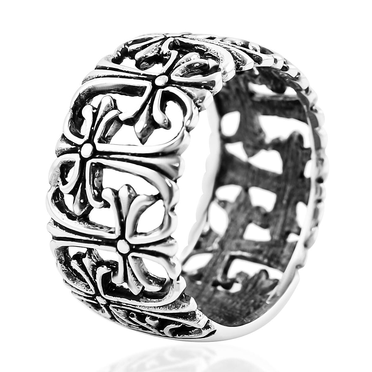 Bali Legacy Sterling Silver Cross Band Ring (Size 9.0) 6.30 Grams image number 3