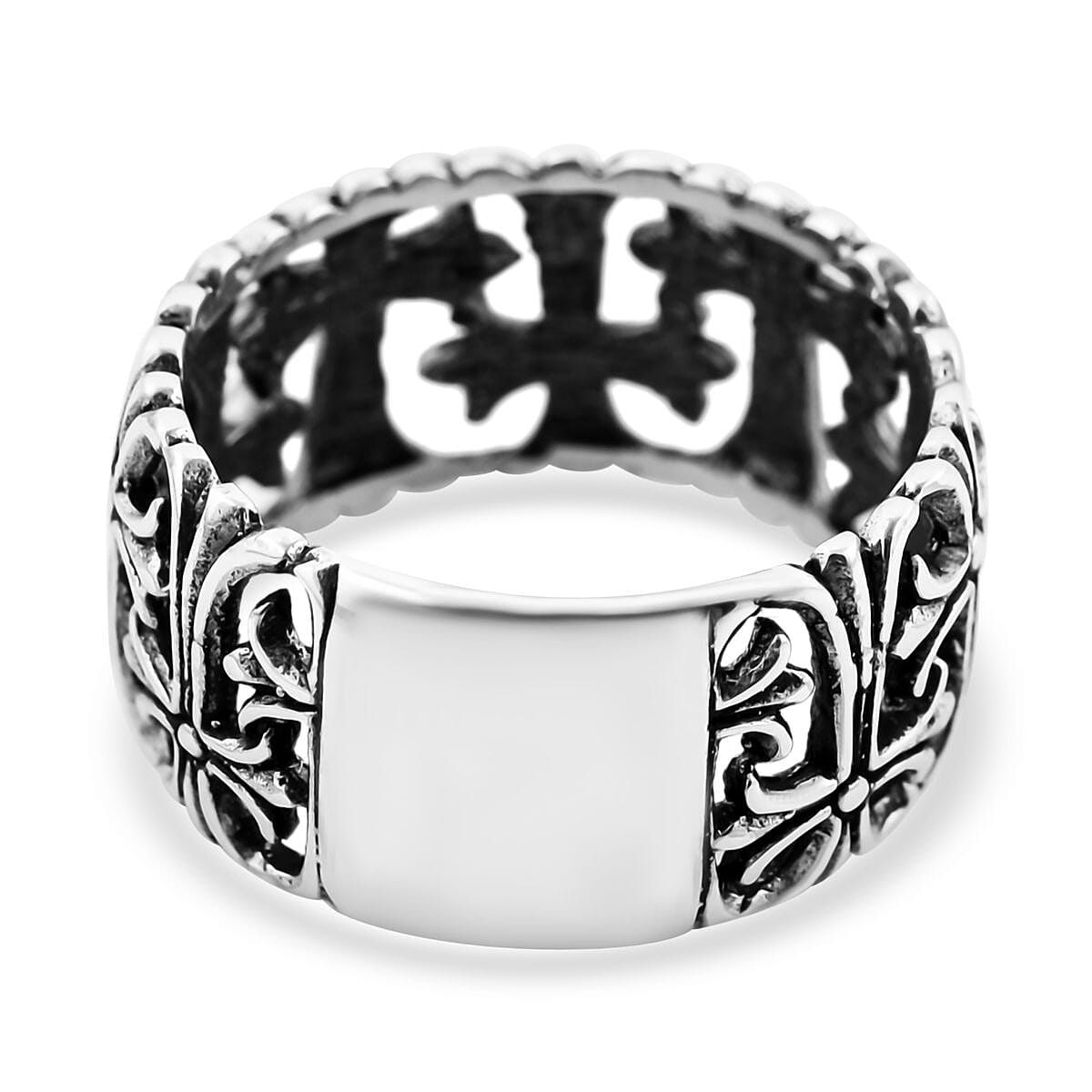 Bali Legacy Sterling Silver Cross Band Ring (Size 9.0) 6.30 Grams image number 4