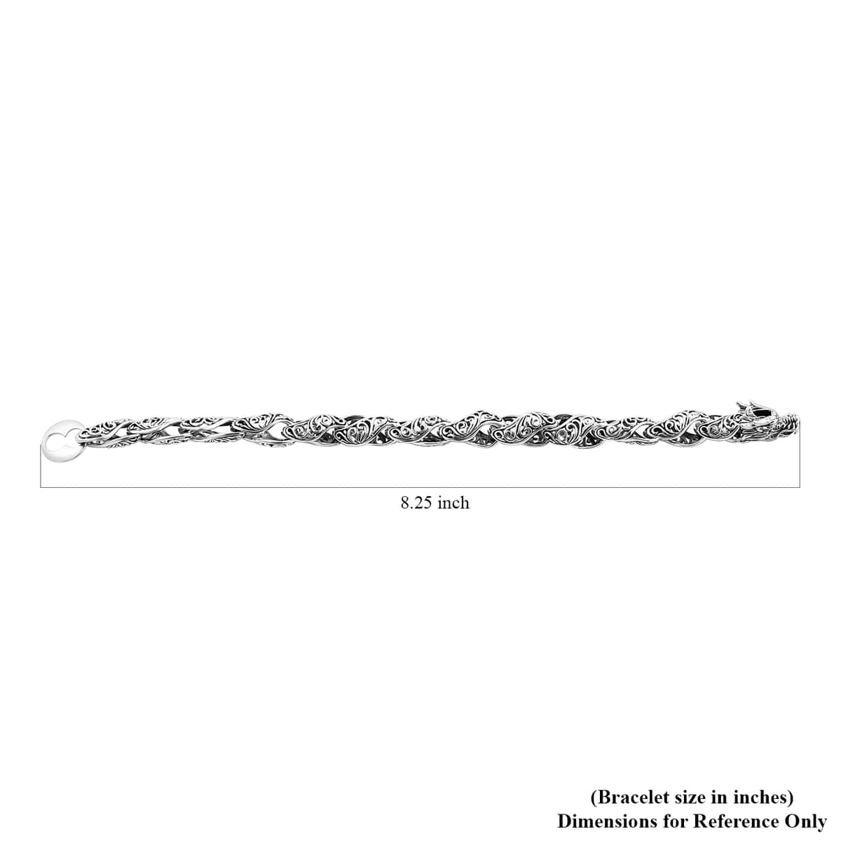 Bali Legacy Sterling Silver Viking Axe Clasp Dragon Bracelet (6.50 In) 26.65 Grams image number 4