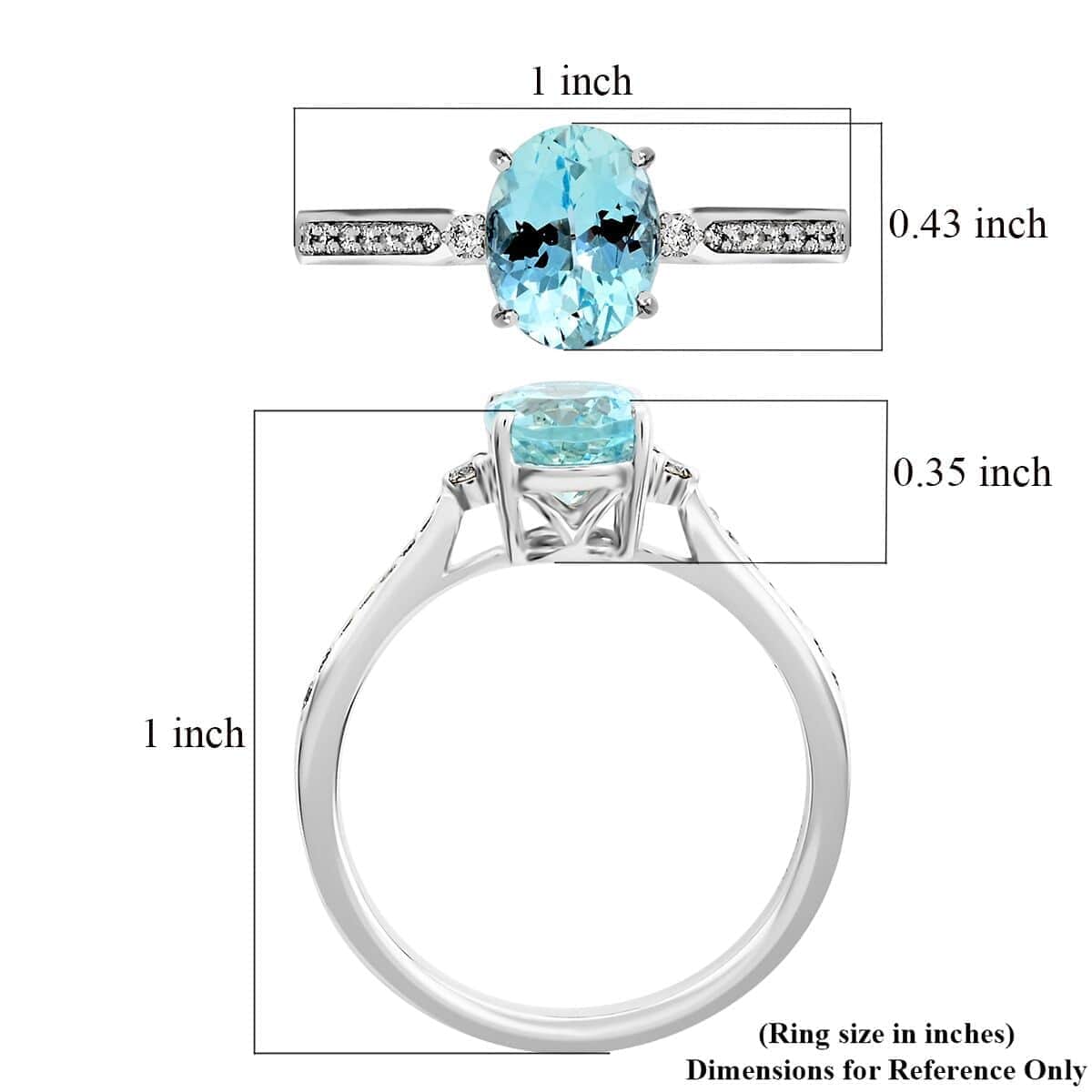 Luxoro 10K White Gold AAA Santa Maria Aquamarine, Diamond (G-H, I2) (0.19 cts) Ring (Size 10.0) 2.00 ctw image number 5