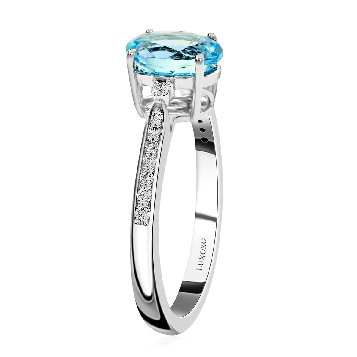 Certified & Appraised Luxoro 10K White Gold AAA Santa Maria Aquamarine and I2 Diamond Ring (Size 9.0) 2.00 ctw image number 3