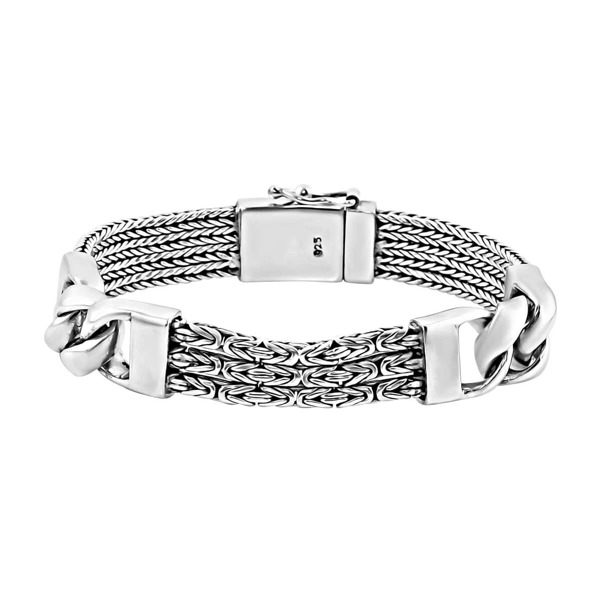 Bali Legacy Sterling Silver Byzantine and Wheat Chain Bracelet (6.50 In) (39.40 g) image number 0