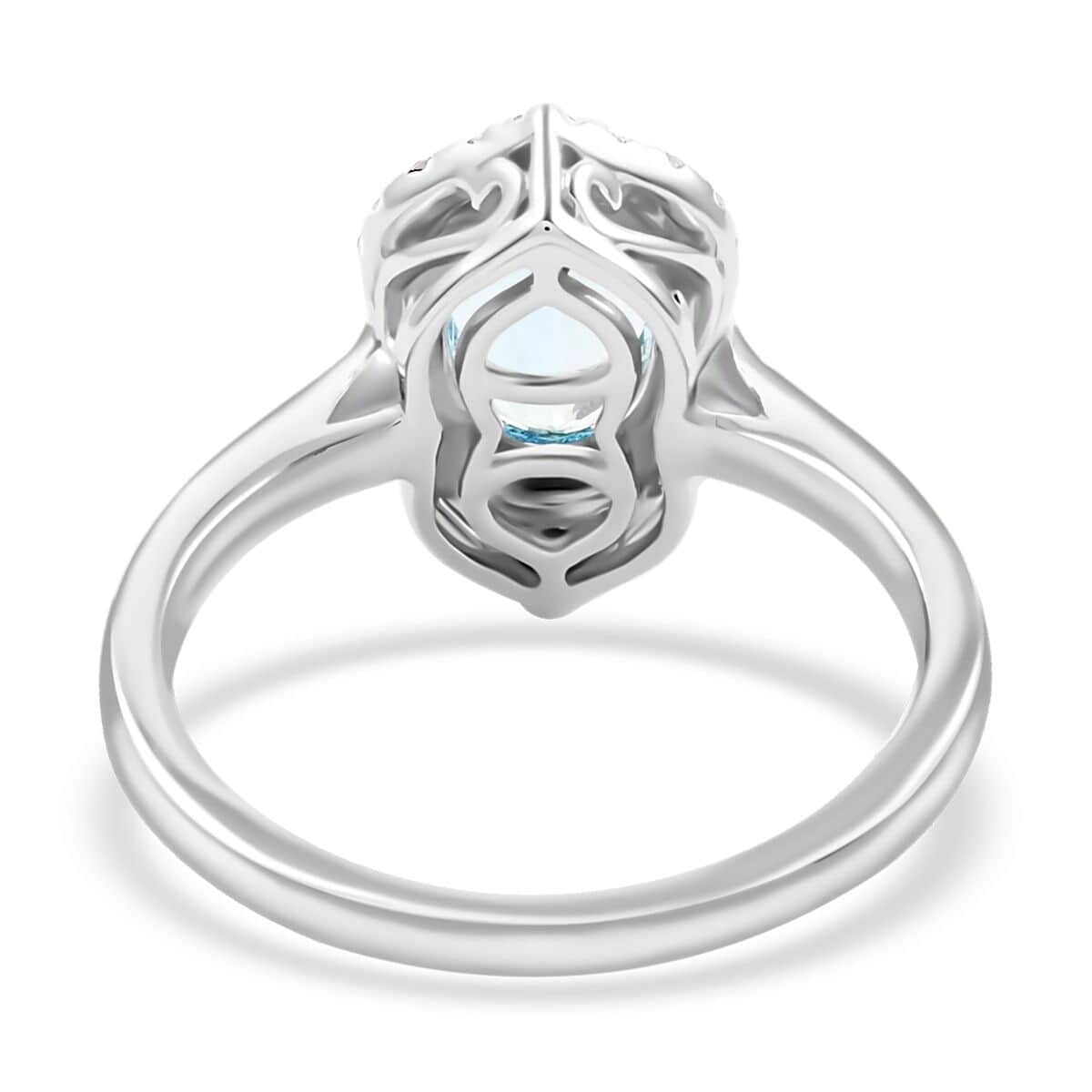 Certified & Appraised Luxoro 10K White Gold AAA Santa Maria Aquamarine and I2 Diamond Ring (Size 10.0) 2.00 ctw image number 4