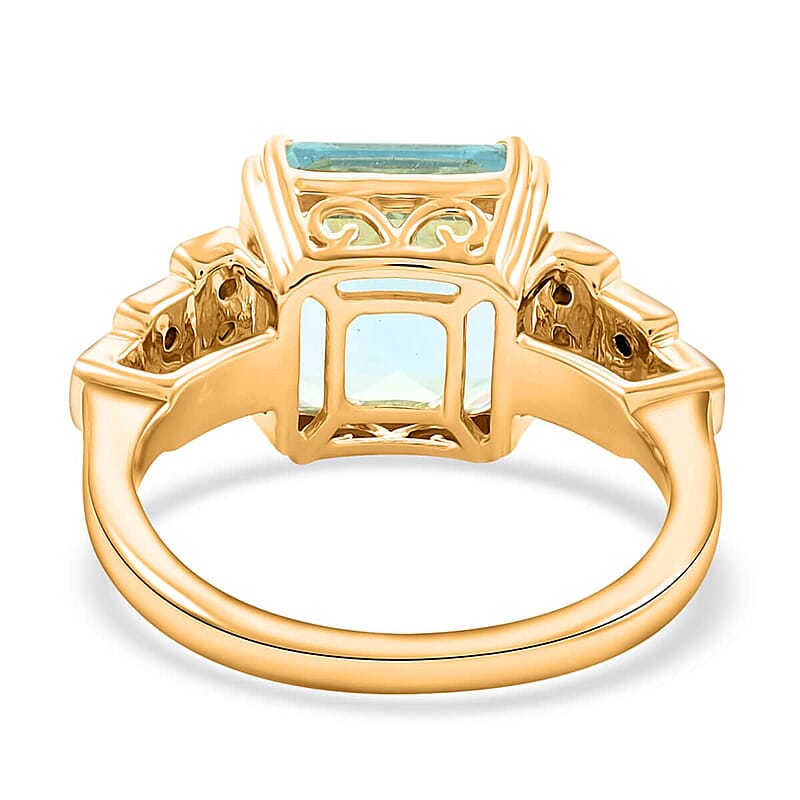 Certified & Appraised Luxoro 14K Yellow Gold Asscher Cut AAA Santa Maria Aquamarine and I2 Diamond Ring (Size 10.0) 4.30 Grams 4.50 ctw