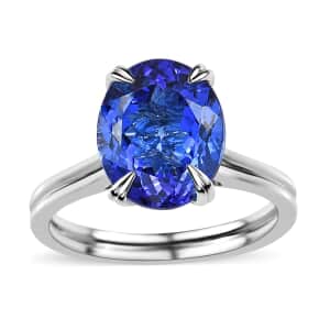 Certified & Appraised Rhapsody 950 Platinum AAAA Tanzanite and E-F VS Diamond Solitaire Ring (Size 7.0) 5 Grams 5.00 ctw