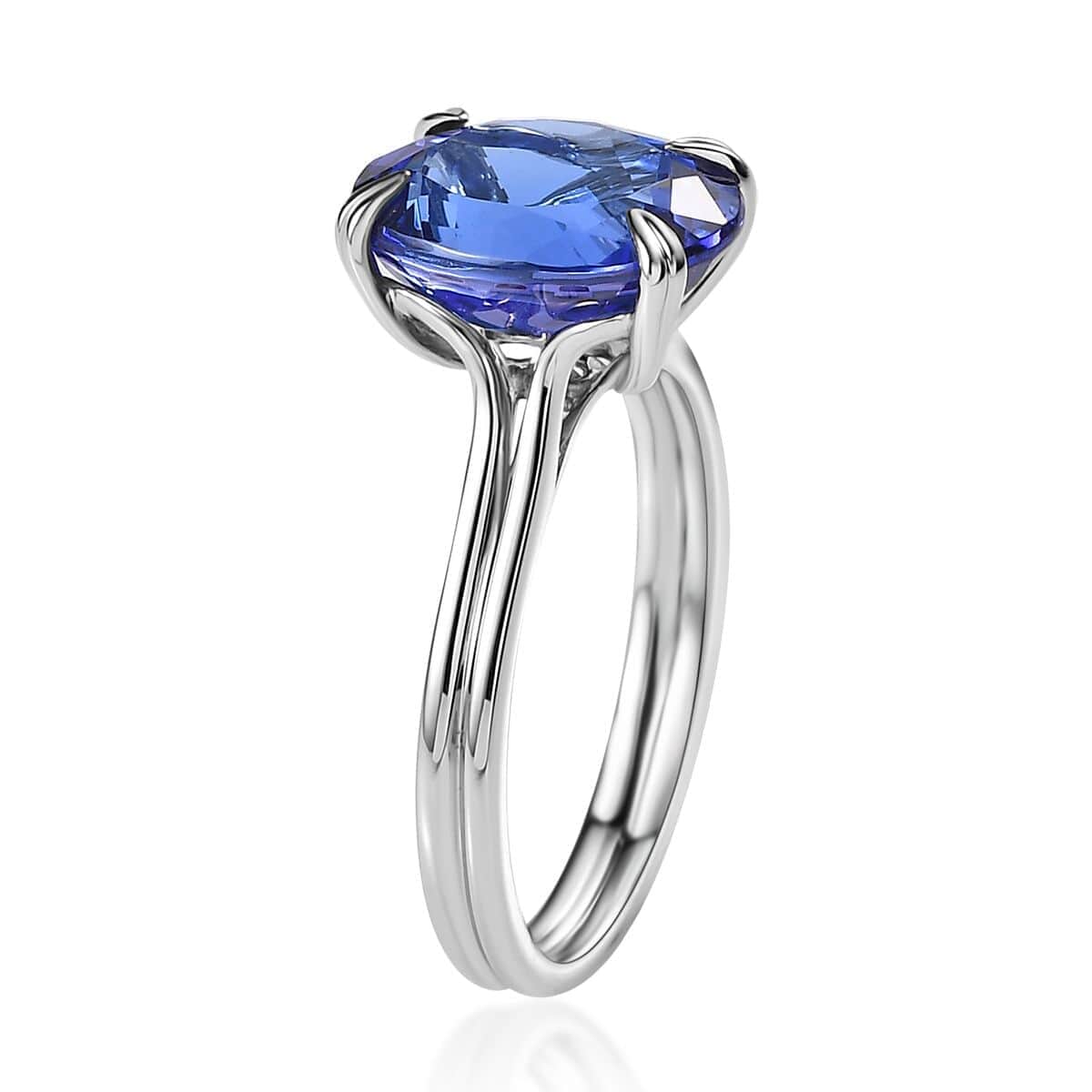 Certified & Appraised Rhapsody 950 Platinum AAAA Tanzanite and E-F VS Diamond Solitaire Ring (Size 7.0) 5 Grams 5.00 ctw image number 3