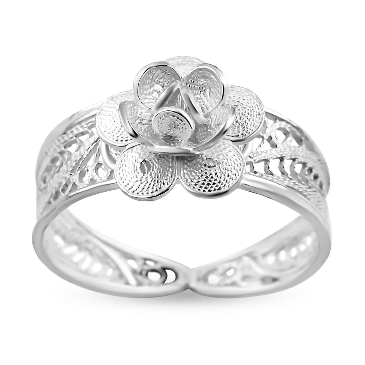Artistry Tarakashi Collection Sterling Silver Blossom Floral Ring (Size 10.0) 2.90 Grams image number 0