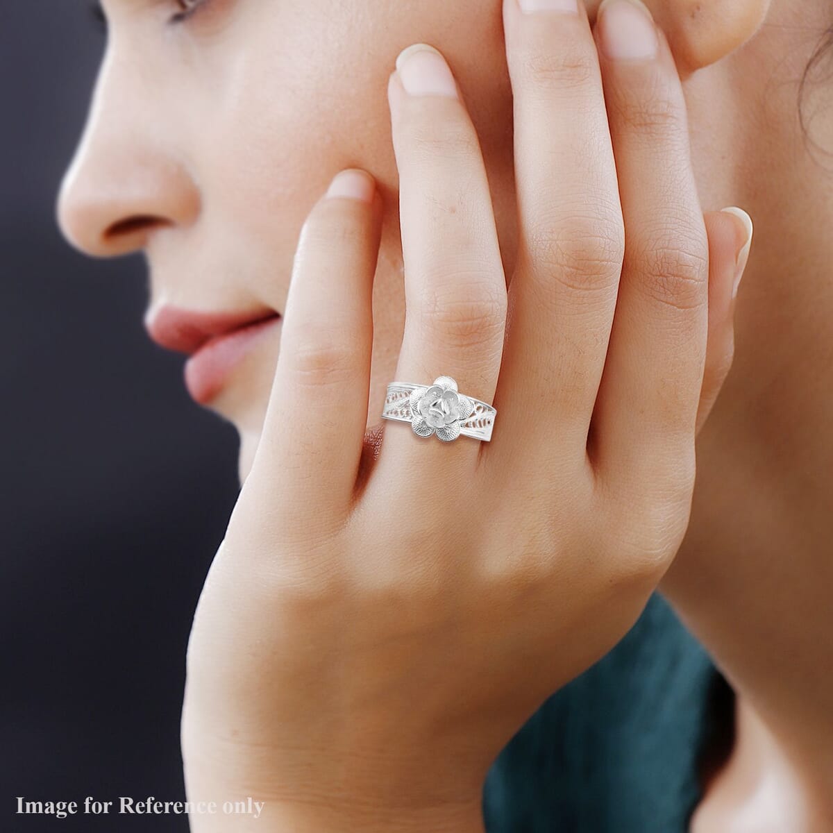 Artistry Tarakashi Collection Sterling Silver Blossom Floral Ring (Size 6.0) 2.90 Grams image number 2