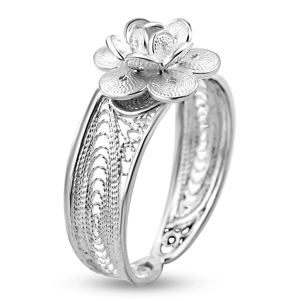 Artistry Tarakashi Collection Sterling Silver Blossom Floral Ring (Size 6.0) 2.90 Grams image number 3