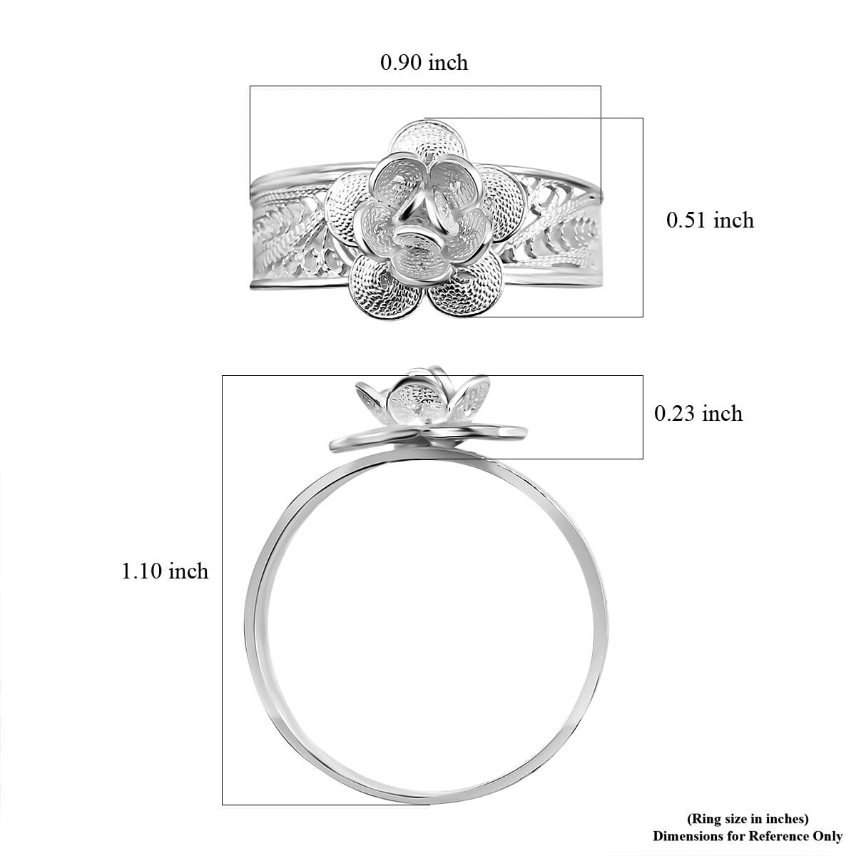 Artistry Tarakashi Collection Sterling Silver Blossom Floral Ring (Size 6.0) 2.90 Grams image number 5