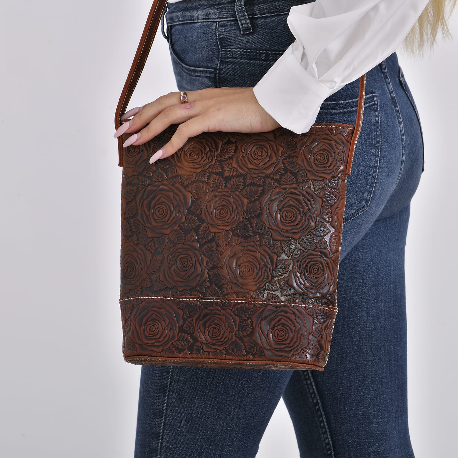 Buy Italy Retro Noble Collection Brown Distressed Genuine Leather Crossbody Bag with 47 Inch Shoulder Strap, Floral Embossed Ladies Purse Handbag With Adjustable Detachable Strap at ShopLC. Buy Italy Retro Noble Collection Brown Distressed Genuine Leather Crossbody Bag with 47 Inch Shoulder Strap, Floral Embossed Ladies Purse Handbag With Adjustable Detachable Strap at ShopLC.