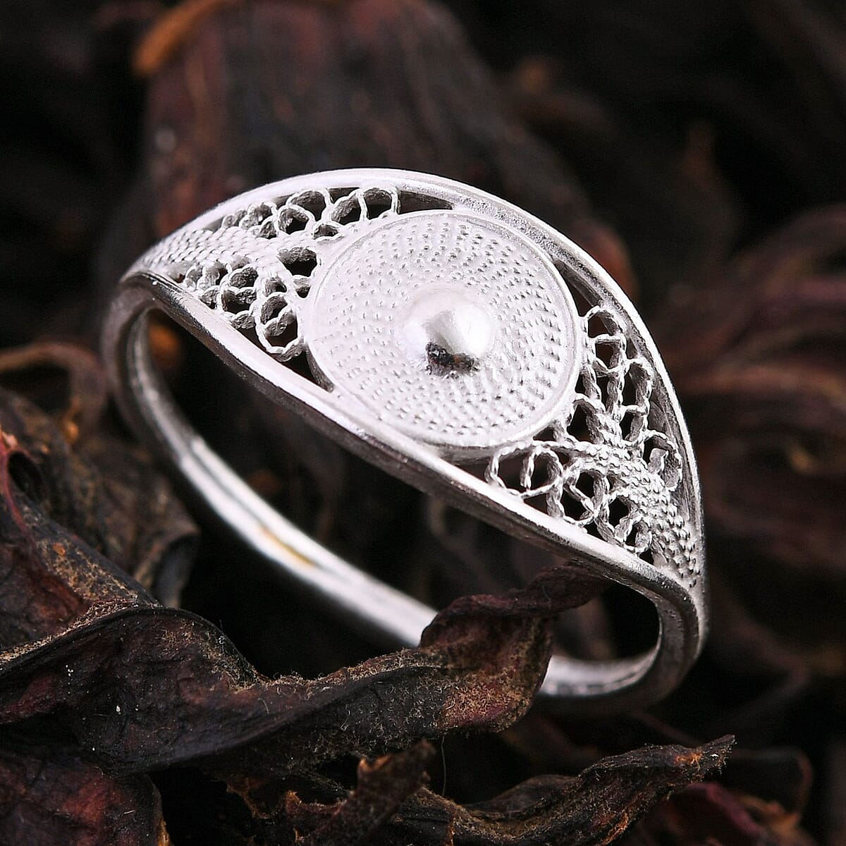 Artistry Tarakashi Collection Sterling Silver Filigree Ring (Size 7.0) 2 Grams image number 1