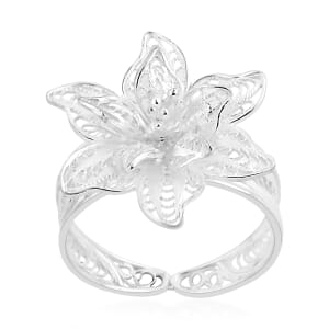 Artistry Tarakashi Collection Sterling Silver Floral Ring (Size 7.0) 3.85 Grams