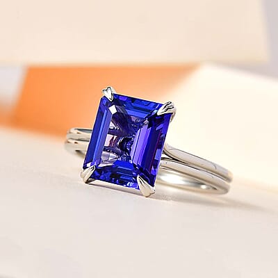 Rhapsody AAAA Tanzanite and E-F VS2 Diamond 5.00 ctw Solitaire Ring in 950 Platinum (Size 8.0) 5.85 Grams