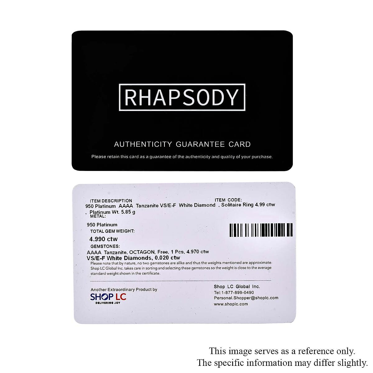 Rhapsody AAAA Tanzanite and E-F VS2 Diamond 5.00 ctw Solitaire Ring in 950 Platinum (Size 8.0) 5.85 Grams image number 6
