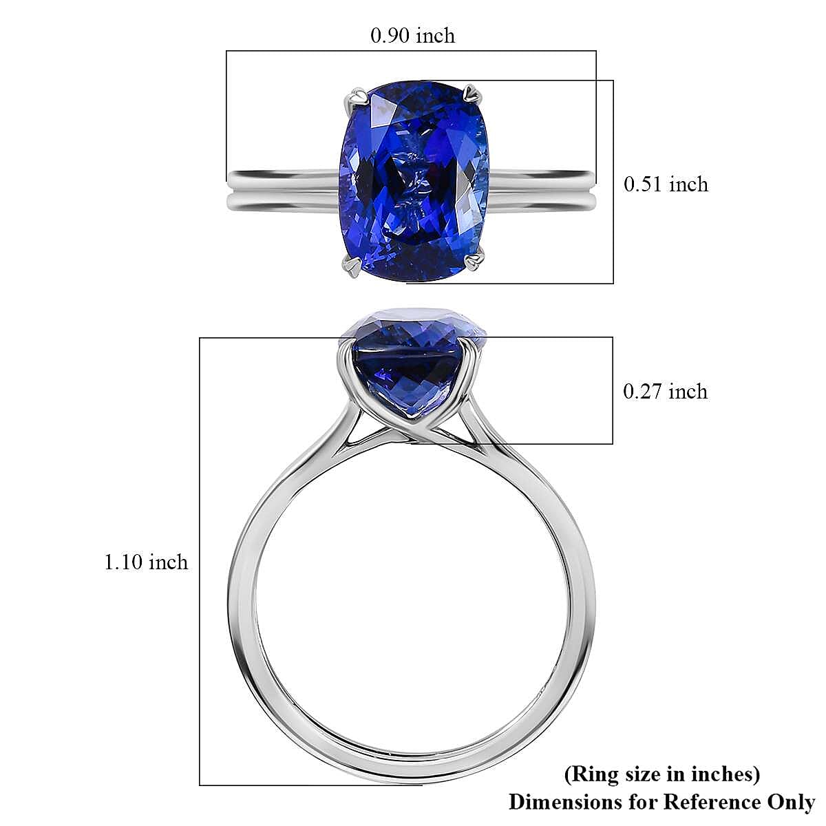 Certified & Appraised Rhapsody 950 Platinum AAAA Tanzanite and E-F VS2 Diamond Solitaire Ring (Size 6.0) 5.25 Grams 5.30 ctw image number 5
