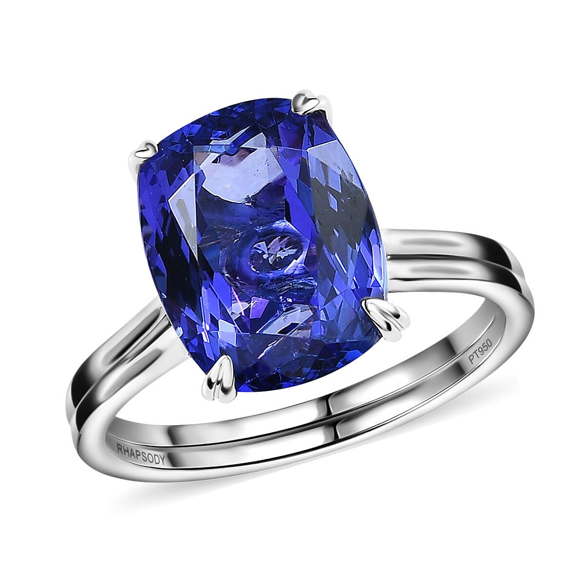 Rhapsody 950 Platinum AAAA Tanzanite and E-F VS2 Diamond Solitaire Ring (Size 7.0) 5.25 Grams 5.30 ctw image number 0
