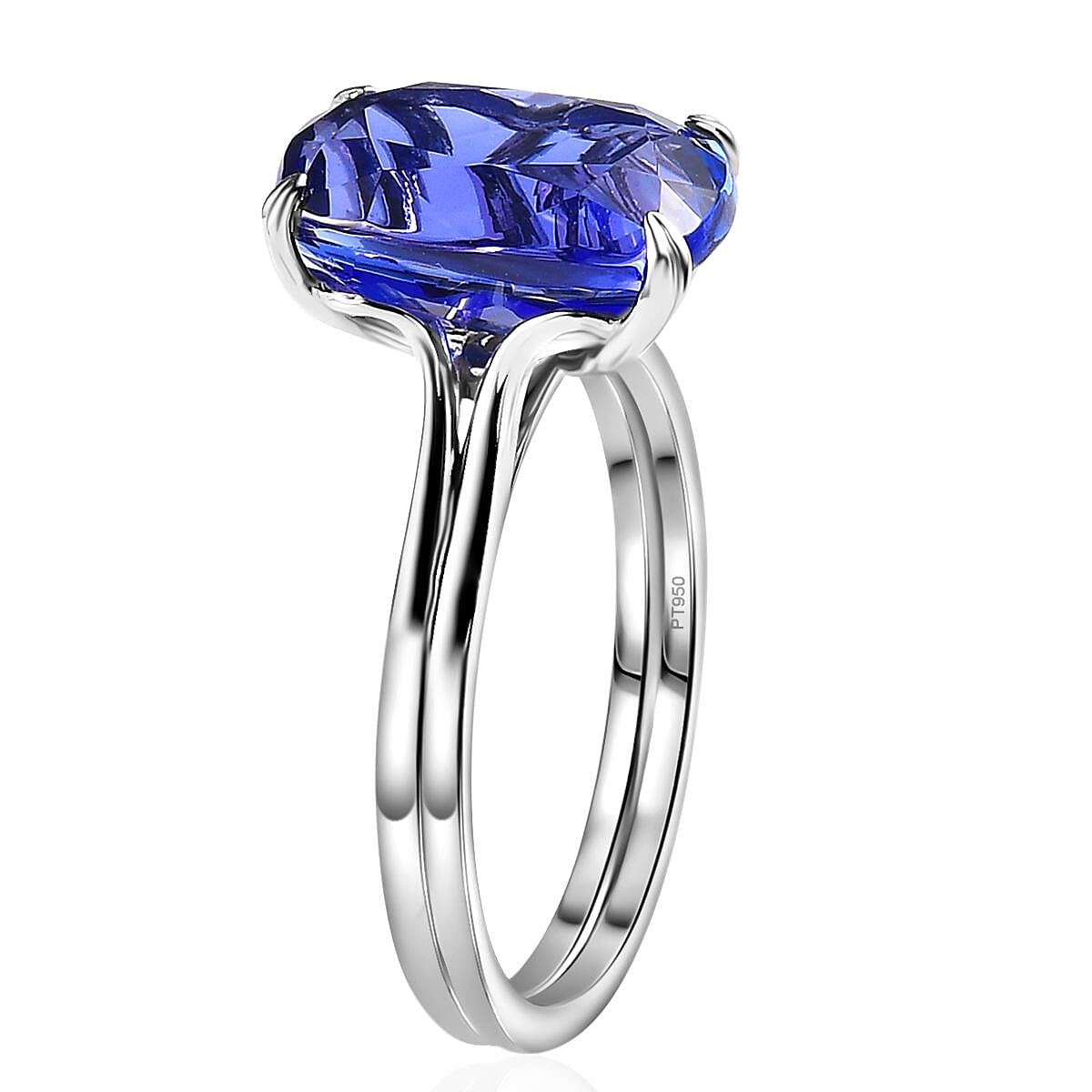 Rhapsody 950 Platinum AAAA Tanzanite and E-F VS2 Diamond Solitaire Ring (Size 7.0) 5.25 Grams 5.30 ctw image number 3