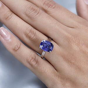 Certified & Appraised Rhapsody 950 Platinum AAAA Tanzanite and E-F VS2 Diamond Solitaire Ring (Size 8.0) 5.25 Grams 5.30 ctw