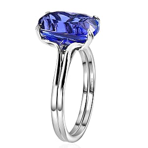 Certified & Appraised Rhapsody 950 Platinum AAAA Tanzanite and E-F VS2 Diamond Solitaire Ring (Size 8.0) 5.25 Grams 5.30 ctw