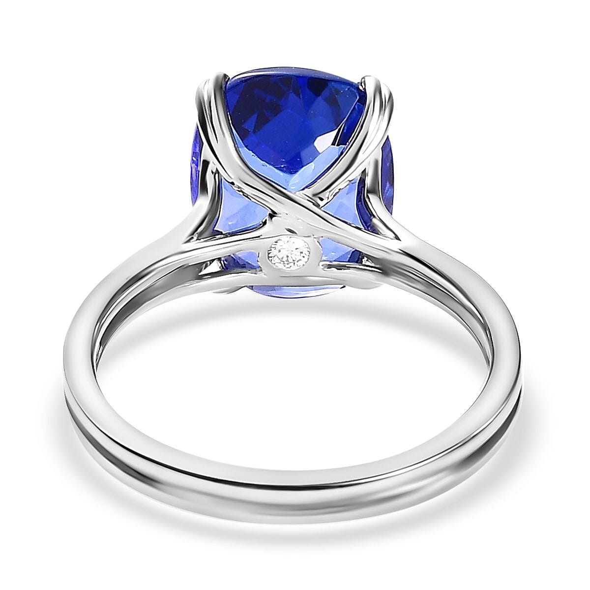 Certified & Appraised Rhapsody 950 Platinum AAAA Tanzanite and E-F VS2 Diamond Solitaire Ring (Size 8.0) 5.25 Grams 5.30 ctw image number 4