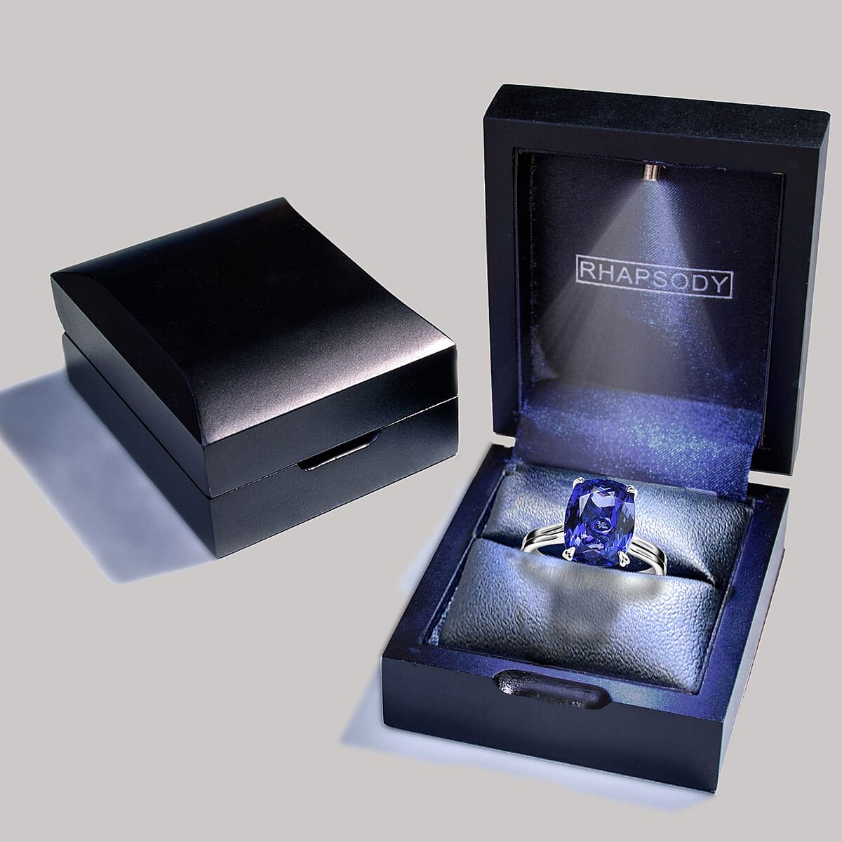 Certified & Appraised Rhapsody 950 Platinum AAAA Tanzanite and E-F VS2 Diamond Solitaire Ring (Size 8.0) 5.25 Grams 5.30 ctw image number 7