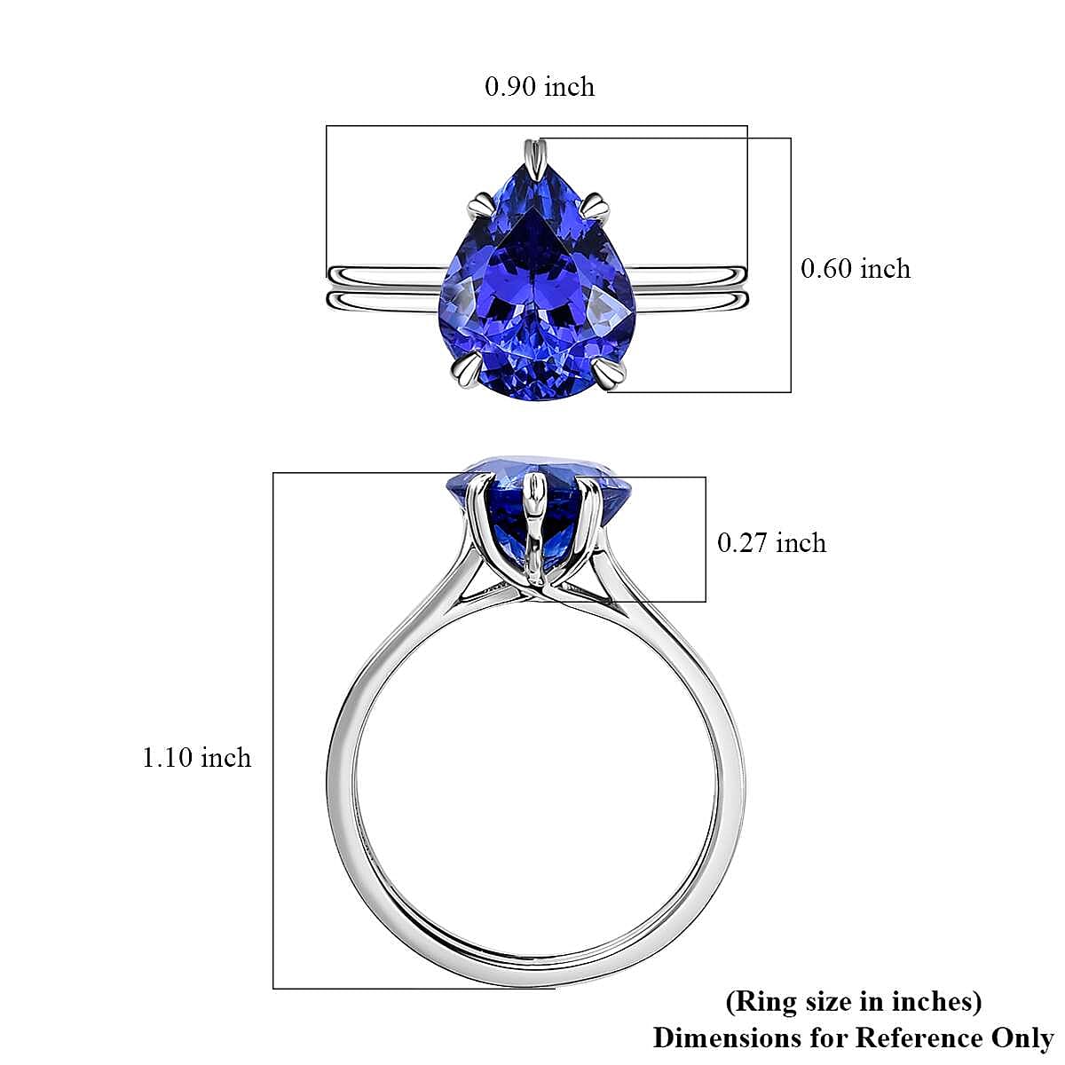 Rhapsody 950 Platinum AAAA Tanzanite and E-F VS2 Diamond Solitaire Ring (Size 7.0) 5.25 Grams 4.80 ctw image number 5