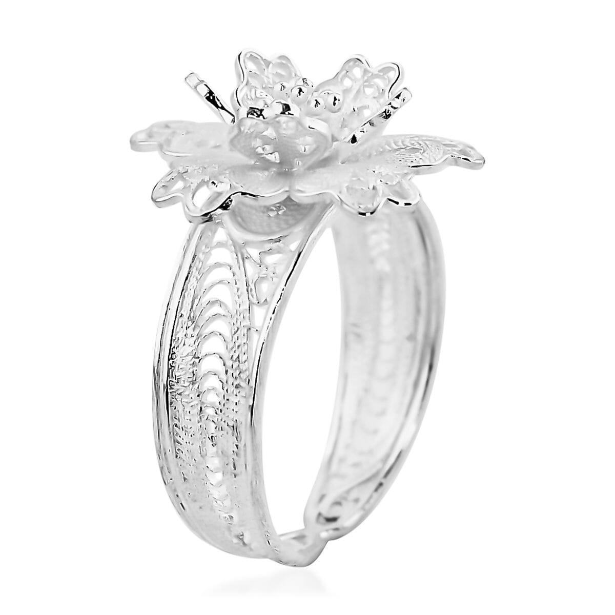 Artistry Tarakashi Collection Sterling Silver Blossom Floral Ring (Size 11.0) 3.70 Grams image number 3