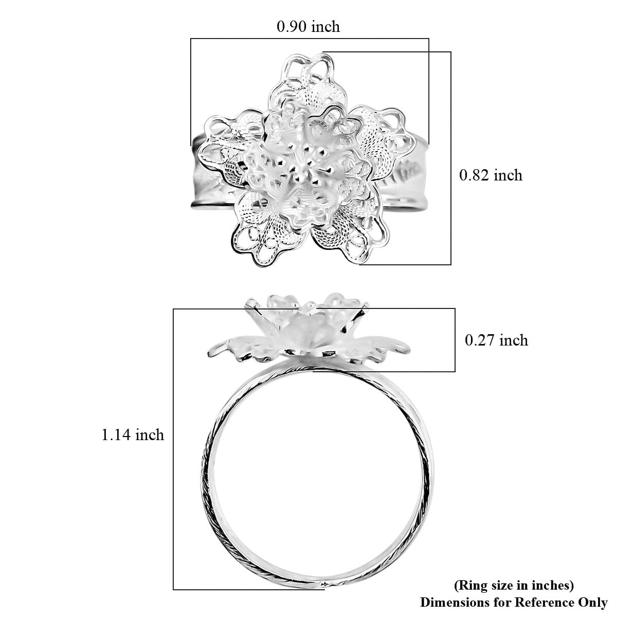Artistry Tarakashi Collection Sterling Silver Blossom Floral Ring (Size 11.0) 3.70 Grams image number 5