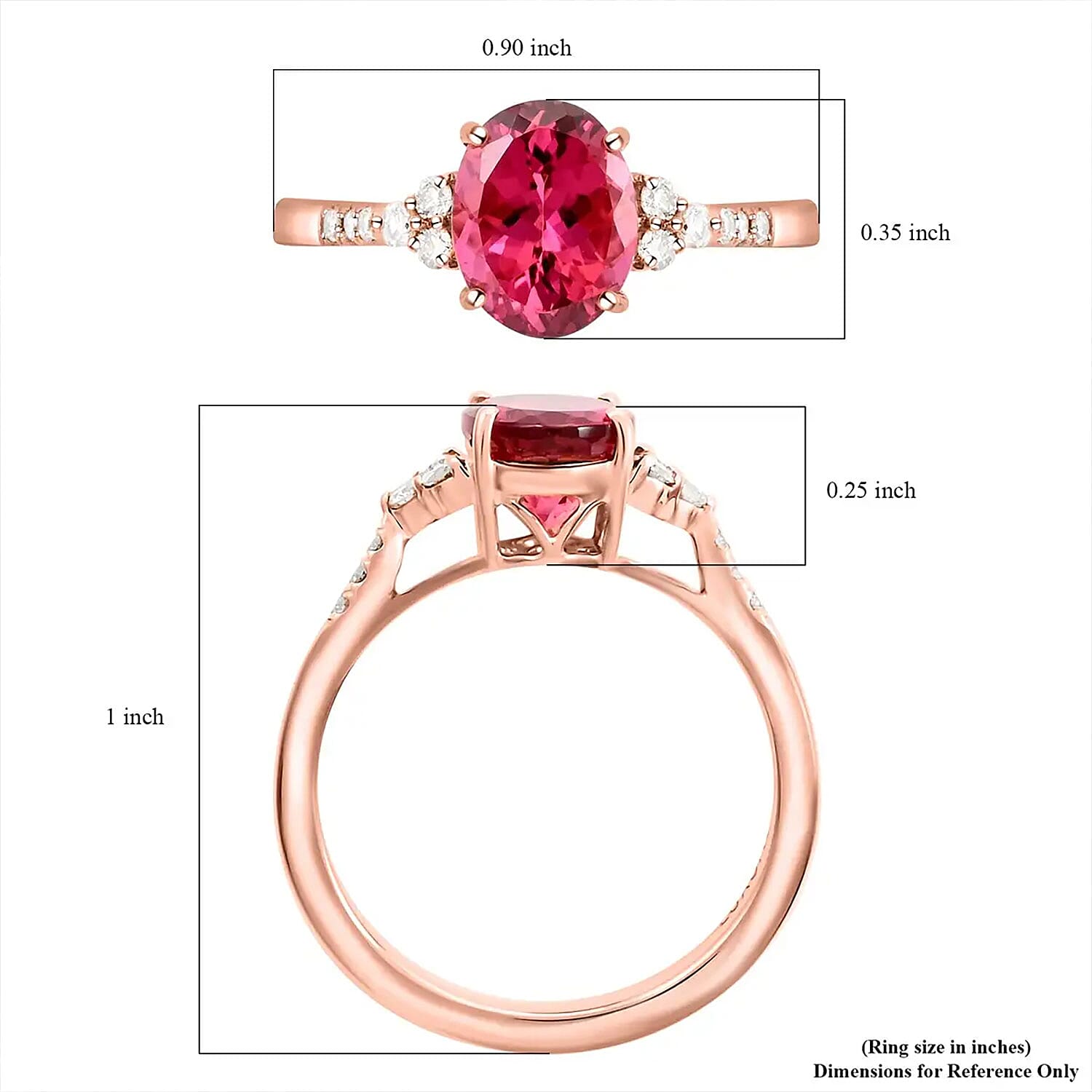 Certified & Appraised Luxoro 14K Rose Gold AAA Ouro Fino Rubellite and G-H I2 Diamond Ring (Size 10.0) 1.80 ctw