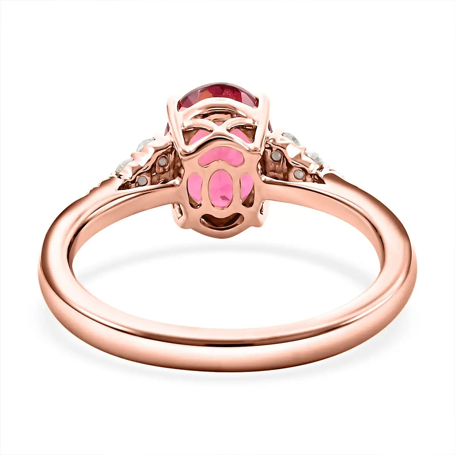 Certified & Appraised Luxoro 14K Rose Gold AAA Ouro Fino Rubellite and G-H I2 Diamond Ring (Size 10.0) 1.80 ctw