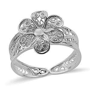 Artistry Tarakashi Collection Sterling Silver Plumeria Floral Ring (Size 6.0) 2.65 Grams