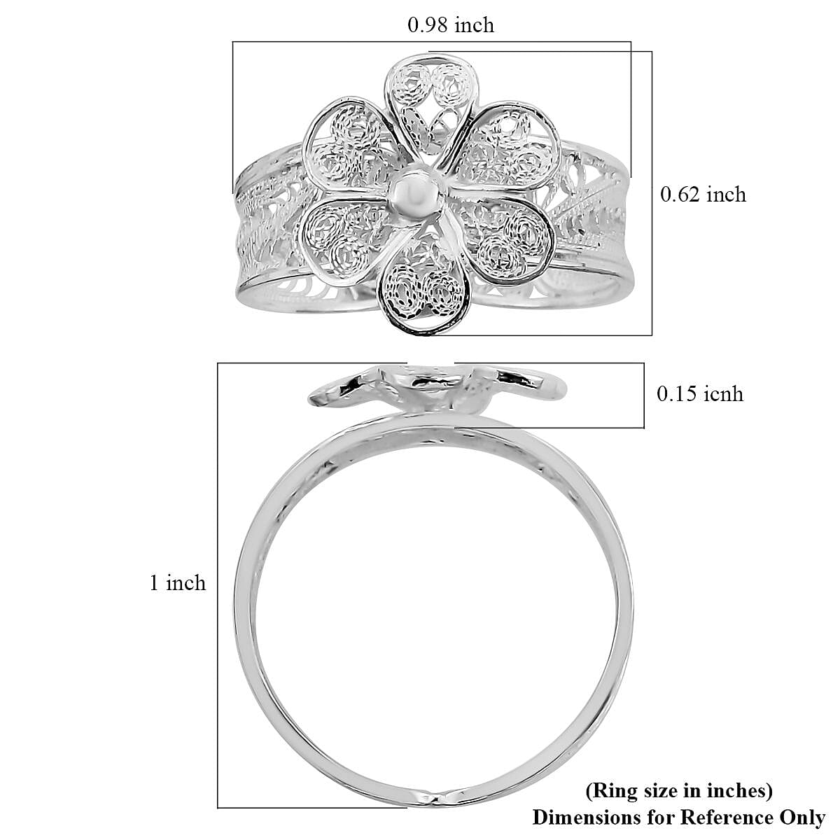 Artistry Tarakashi Collection Sterling Silver Plumeria Floral Ring (Size 6.0) 2.65 Grams image number 5