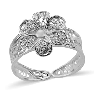 Artistry Tarakashi Collection Sterling Silver Plumeria Floral Ring (Size 8.0) 2.65 Grams