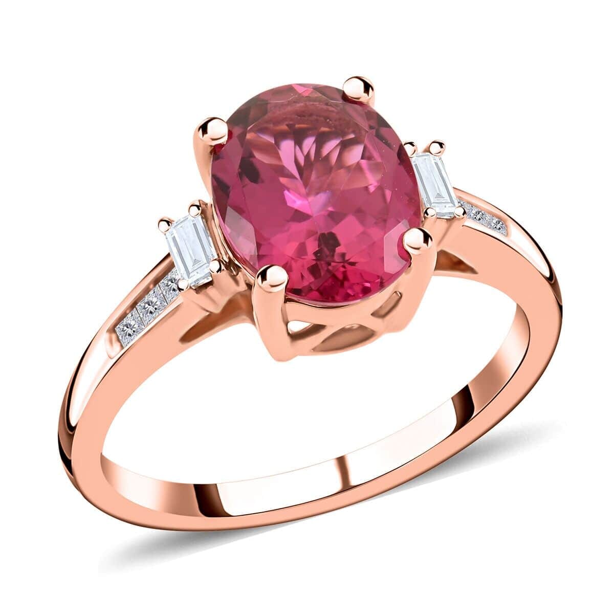 Certified & Appraised Iliana 18K Rose Gold AAA Ouro Fino Rubellite and G-H I2 Diamond Ring (Size 10.0) 2.25 ctw image number 0