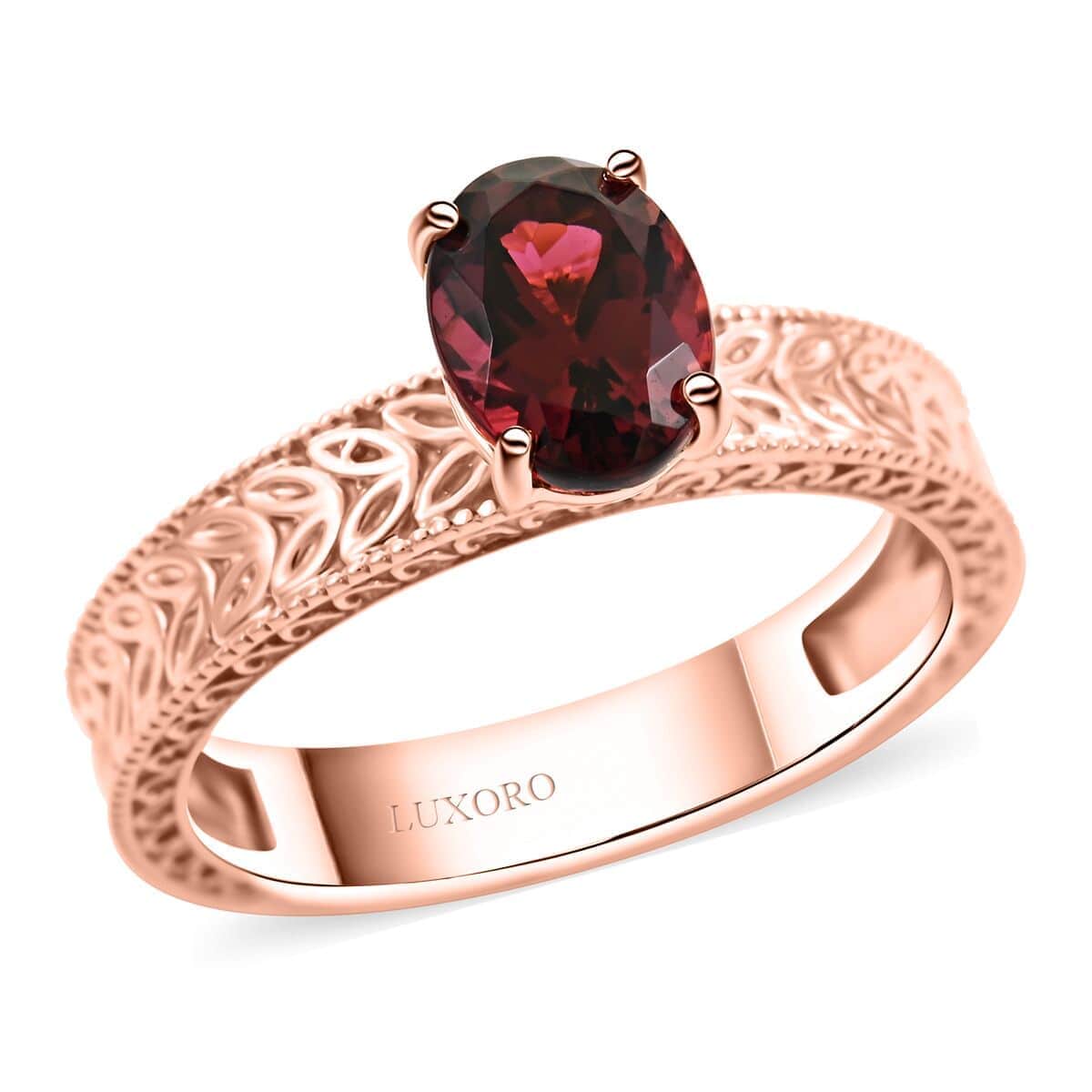 Certified & Appraised Luxoro AAA Ouro Fino Rubellite 1.05 ctw Solitaire Ring in 14K Rose Gold (Size 10.0) image number 0