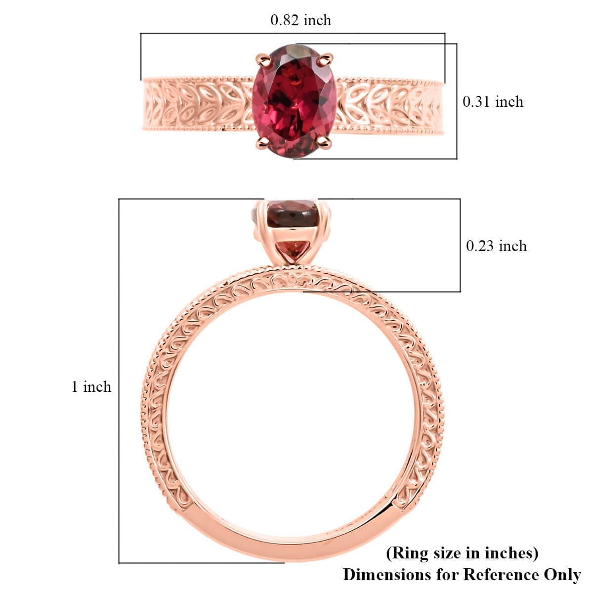 Certified & Appraised Luxoro AAA Ouro Fino Rubellite 1.05 ctw Solitaire Ring in 14K Rose Gold (Size 10.0) image number 4