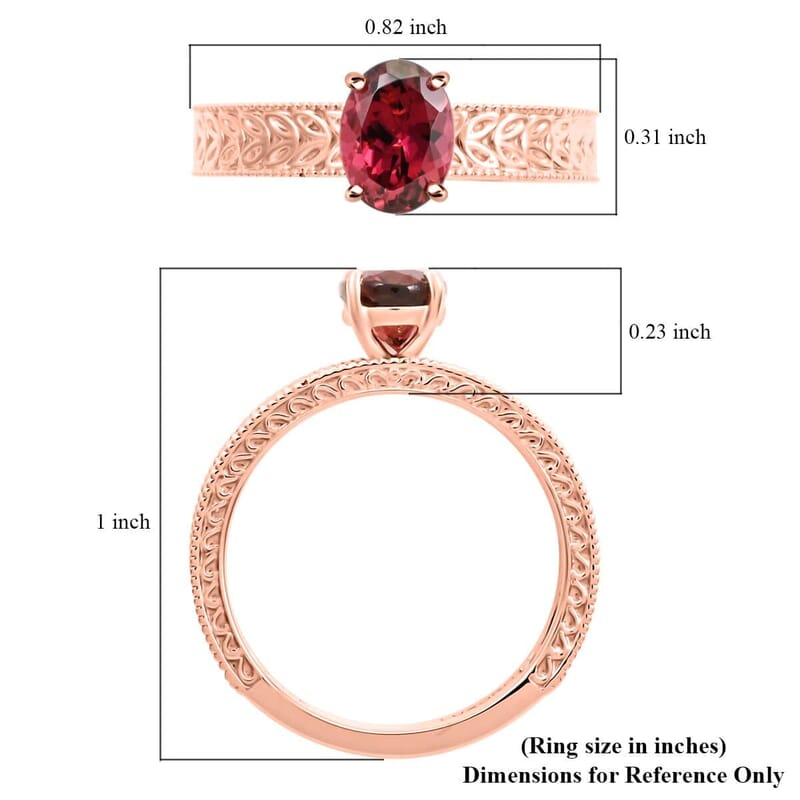 Certified & Appraised Luxoro AAA Ouro Fino Rubellite 1.05 ctw Solitaire Ring in 14K Rose Gold (Size 10.0)