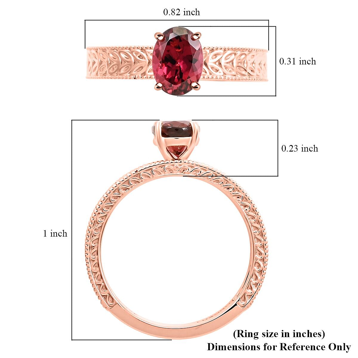 Certified & Appraised Luxoro AAA Ouro Fino Rubellite 1.05 ctw Solitaire Ring in 14K Rose Gold (Size 8.0) image number 4