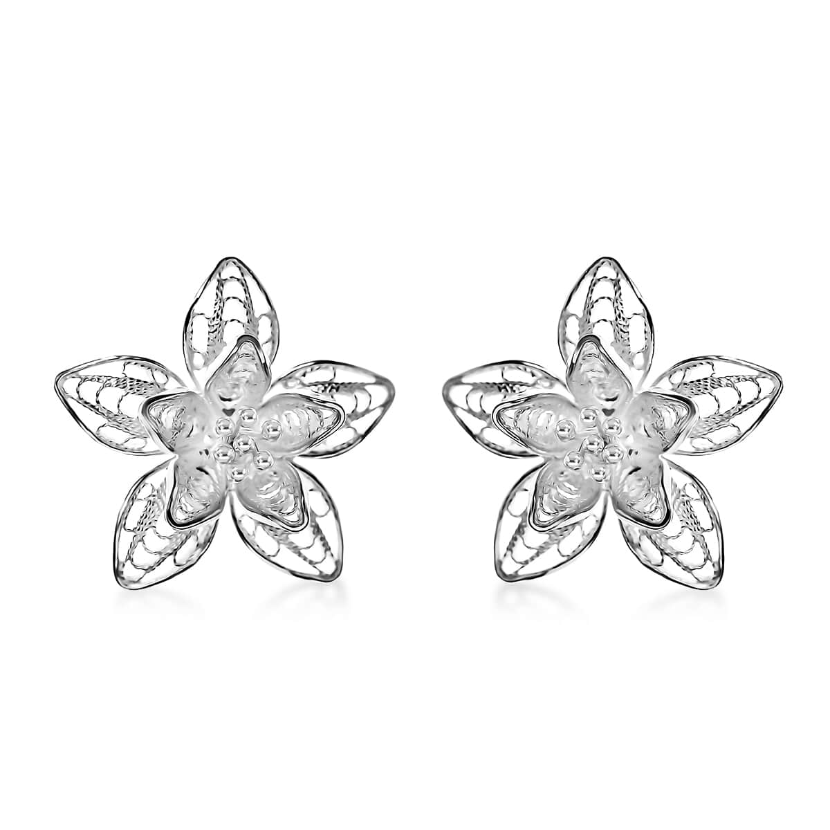 Flower Stud Earrings in Sterling Silver 3.35 Grams image number 0