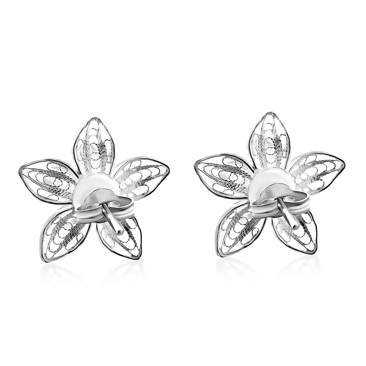 Flower Stud Earrings in Sterling Silver 3.35 Grams