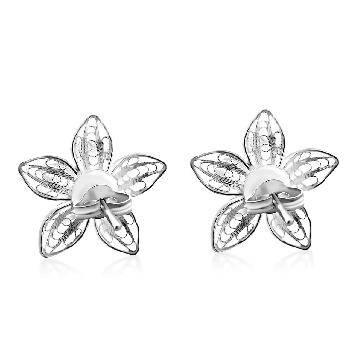 Flower Stud Earrings in Sterling Silver 3.35 Grams image number 4