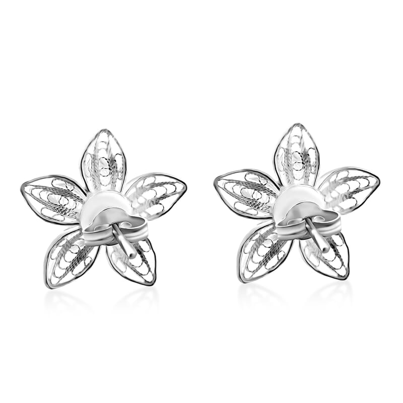 Flower Stud Earrings in Sterling Silver 3.35 Grams