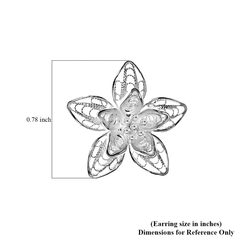 Flower Stud Earrings in Sterling Silver 3.35 Grams